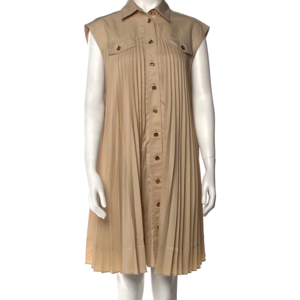 Sandro Sleeveless Tan Pleated Dress size 36
